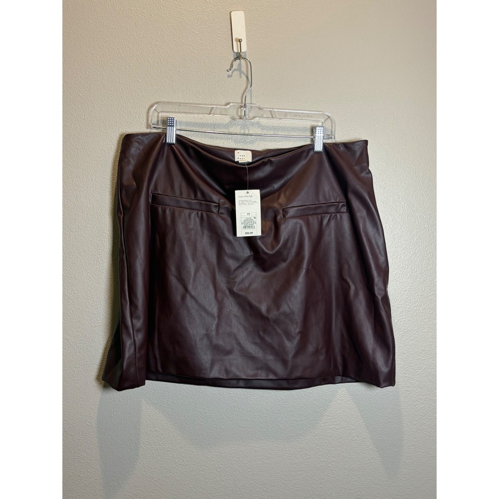 A New Day Womens Burgundy Faux Leather Mini Skirt Size 17 Z9WR1X Burgundy